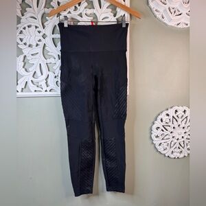 Spanx Black High-Waist Leggings with Quilted Panel Detail Moto